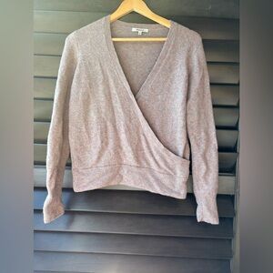 Madewell Pink Grey Wrap Sweater Merino Wool Alpaca Blend V Neck Medium